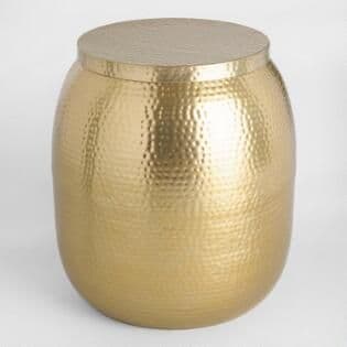 Gold Hammered Metal Drum Cala Accent Table | Metal drum, World market ...