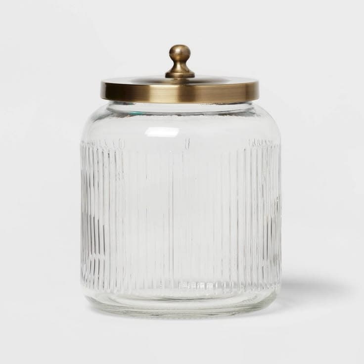 Medium Glass Bath Canister Brass - Threshold™: Elegant Storage Jar with ...