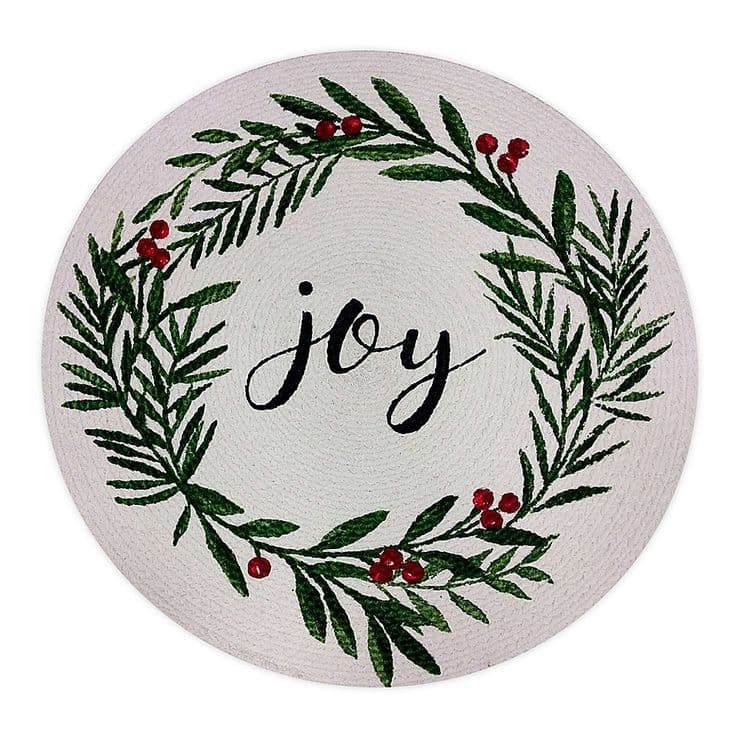 Bee & Willow™ Home Joy Holiday Holly Wreath Braided Round Placemat ...