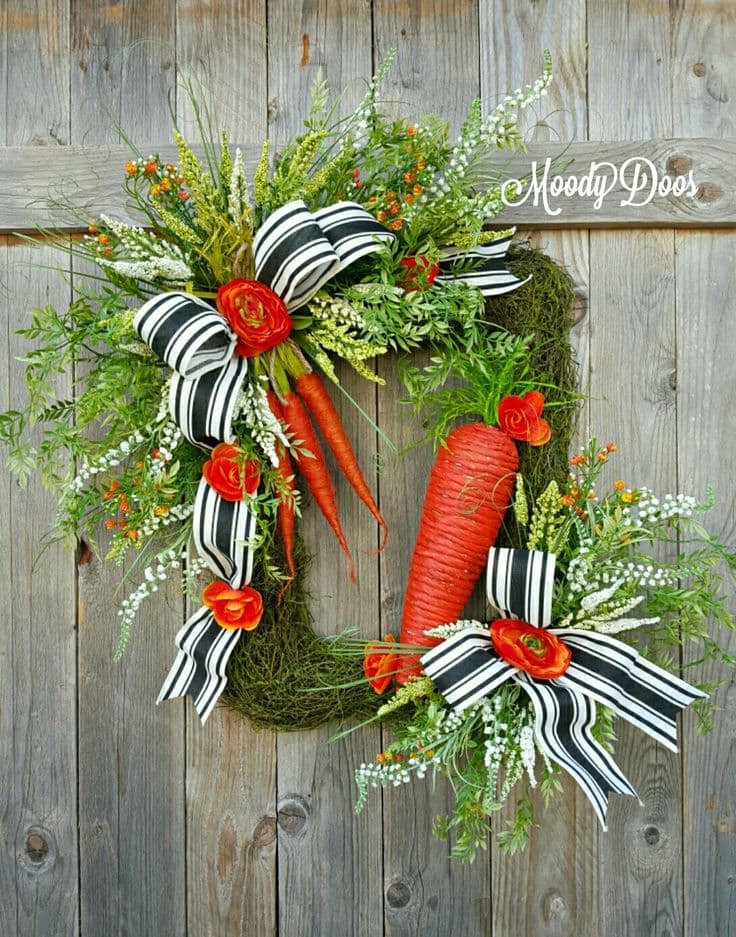 Sweet Carrot Easter Wreath | Easter wreaths, Spring wreath, All season ...