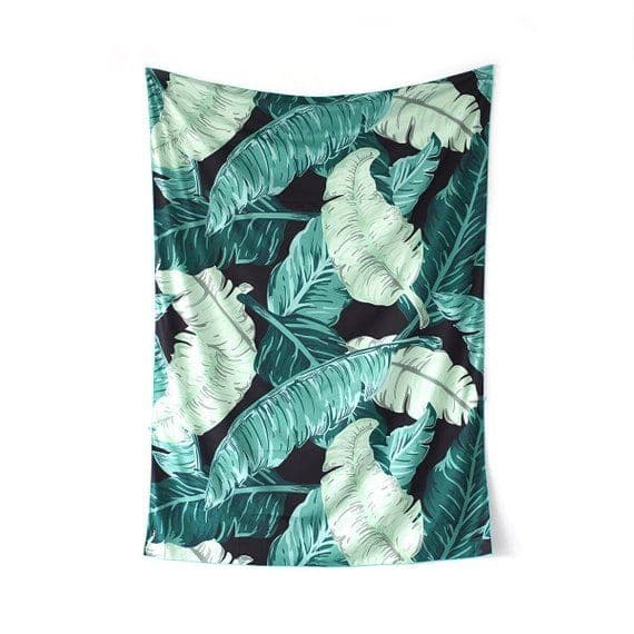 Banana Bay Tapestry: Tropical Banana Leaf Jungle Wall Art Twin Bedding ...