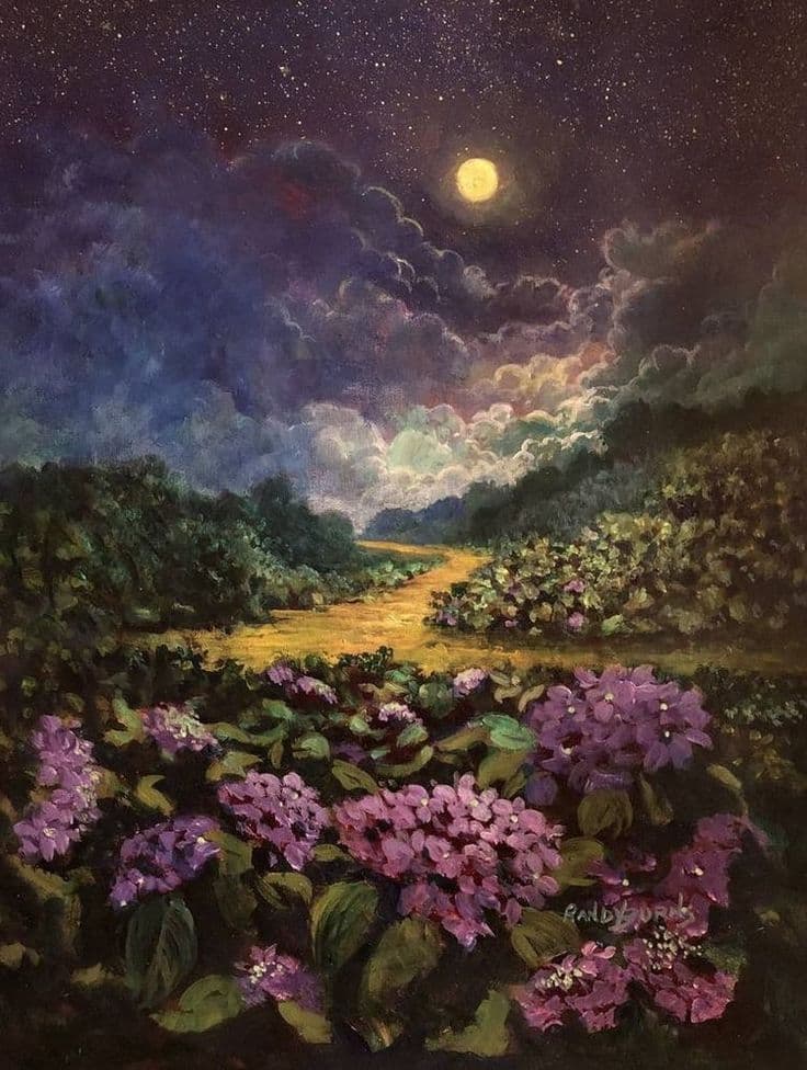 Pin by Whitney on Moon Garden in 2020 | Moonlight painting, Moonlight ...