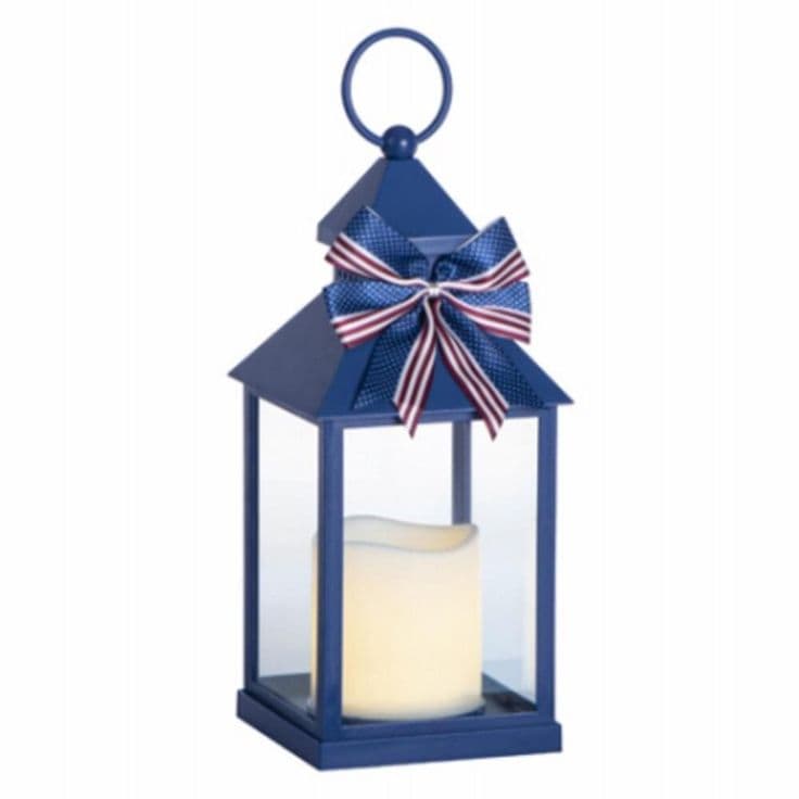 Sterno Home 102385 10.75 in. Americana Resin LED Lantern, Blue | Led ...