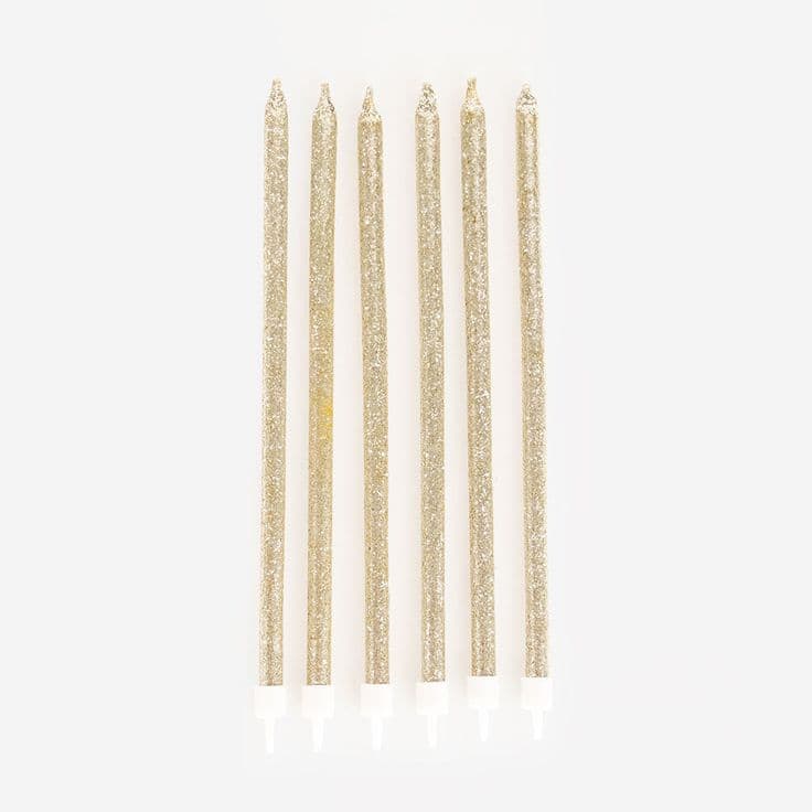 Grandes bougies à paillettes dorées - Gateau d'anniversaire | Arty