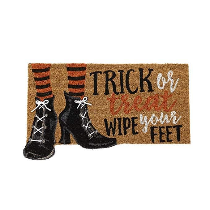Mud Pie Halloween Witch Trick or Treat Doormat, Brown/Black | Witch ...