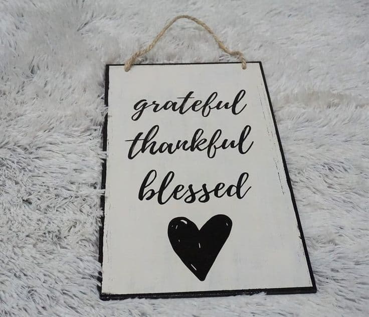Grateful, thankful, blessed farmhouse style sign featuring a heart ...
