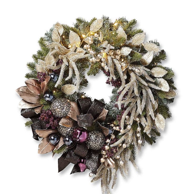 Twilight Cordless Wreath | Frontgate | Rose gold christmas decorations ...