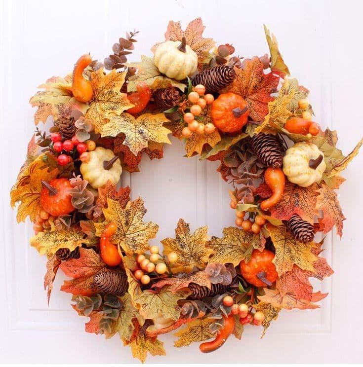 Fall Harvest Wreaths - 40cm orange pumpkin | Guirlande de citrouilles ...