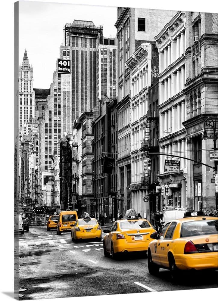 New York City - Taxis Traffic | Large Stretched Canvas Print Art ...