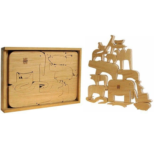 Sixteen Animals Wooden Puzzle by Enzo Mari