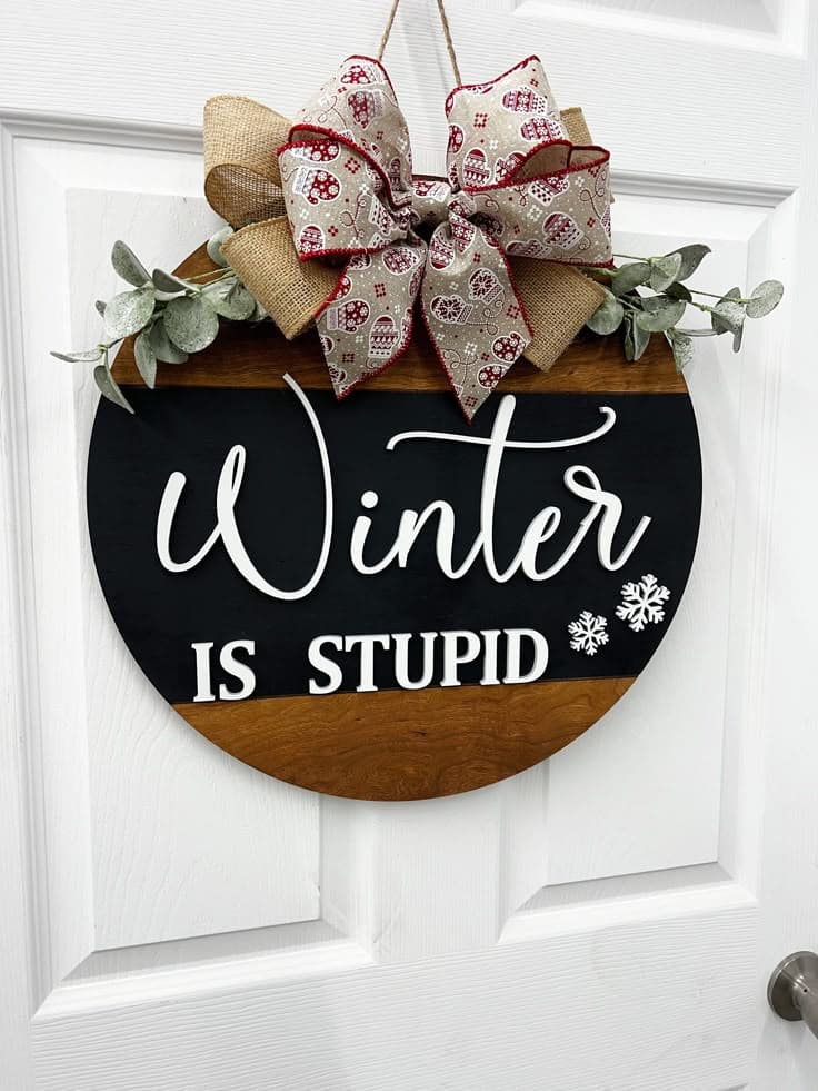 Winter Wreath Front Door Hanger let It Snowpersonalized door Wreath ...