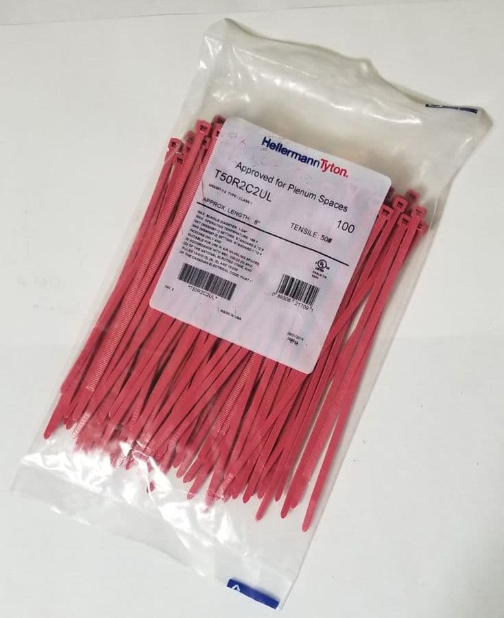 Hellermann Tyton Plenum UL Rated Cable Ties 8" 50LB T50R2C2UL QTY-100 ...