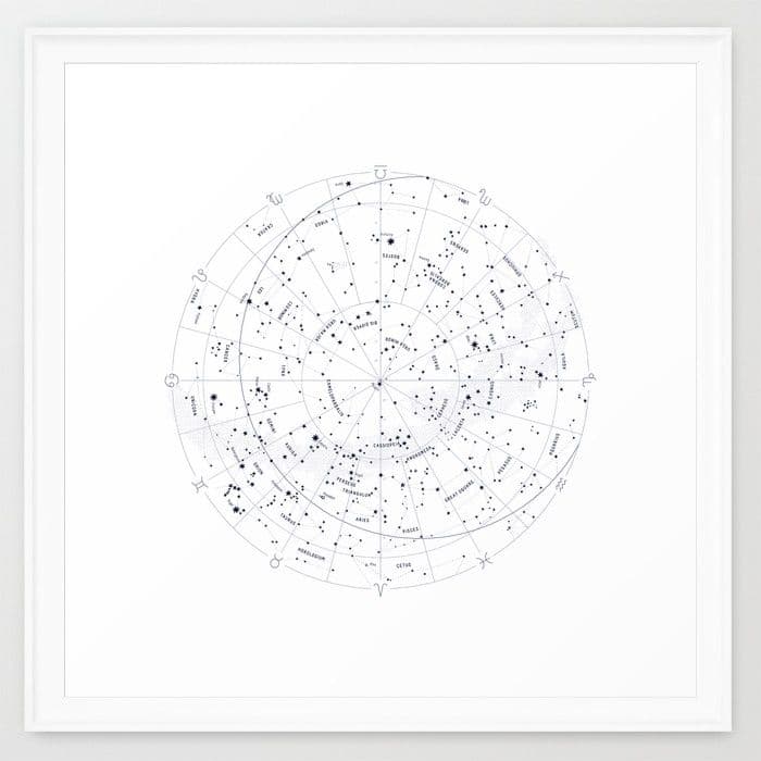 Constellation Map Indigo Framed Art Print by Merlin | Society6 ...