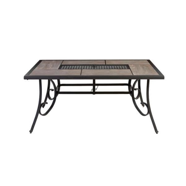 Hampton Bay Crestridge Steel Rectangular Outdoor Patio Dining Table ...