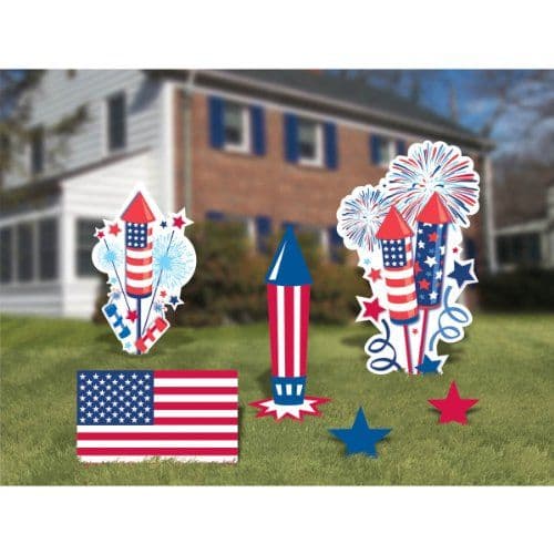 amscan Patriotic Fourth of July Party Assorted Corrugate Yard Sign ...