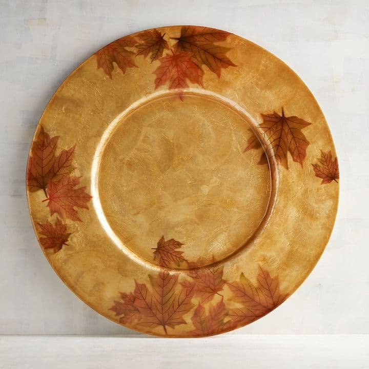 Pier 1 Imports Autumn Leaves Sepia Charger | Indoor patio furniture ...