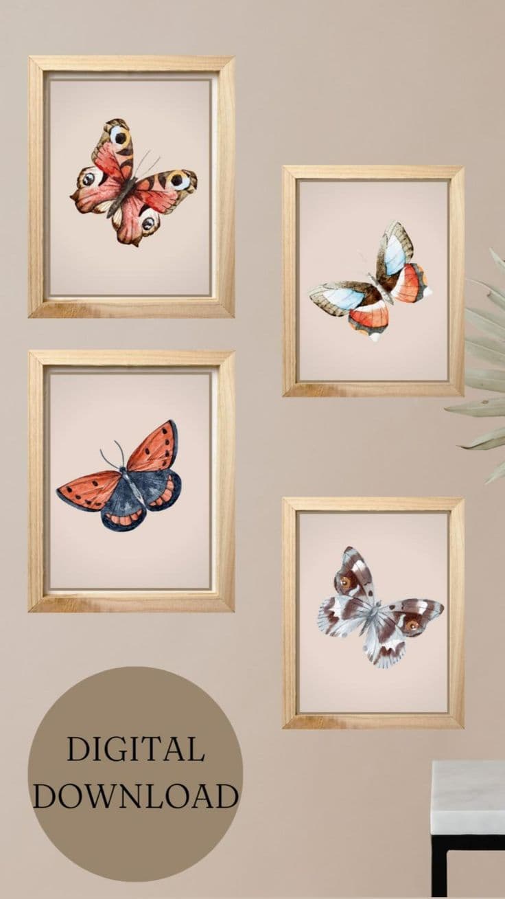 Printable Butterfly Wall Art for Spring Decor