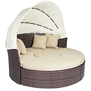 Best Choice Products Retractable Canopy Wicker Daybed