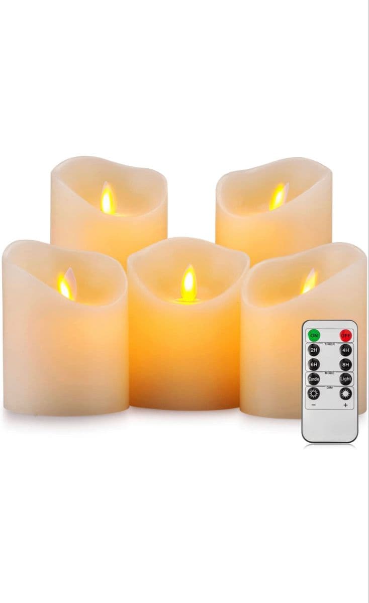 Pandaing Battery Operated Candles Set of 5 Pillar Realistic Moving ...