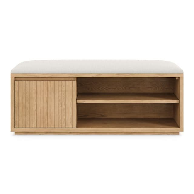 Kouva 47" Bench - Natural Oak And Santolina Gray | Storage bench with ...
