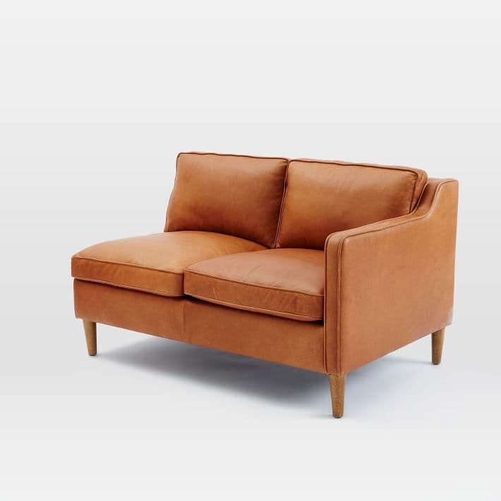 west elm Hamilton Right Arm Loveseat | Leather sectional, Modern home ...