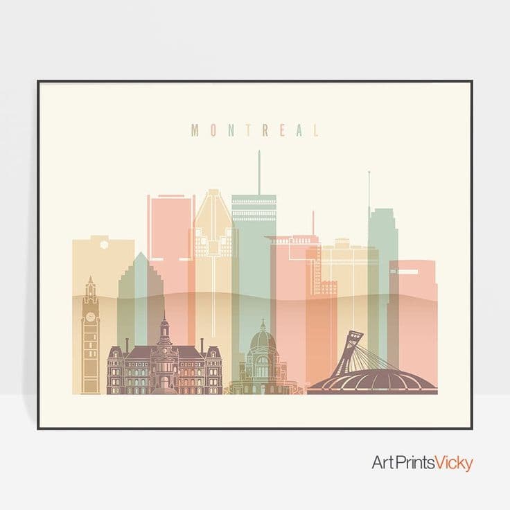 Montreal Print, Poster Wall Art, Quebec Cityscape, Travel Poster, City ...