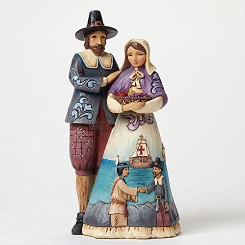 Jim Shore Heartwood Creek Pilgrim Couple with Scene Stone Resin ...