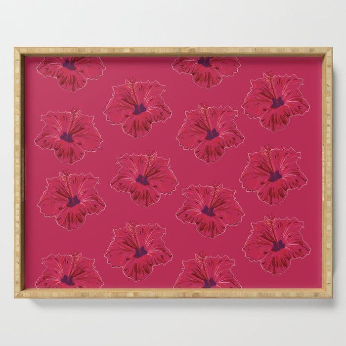 Hibiscus Dream Serving Tray - Eco-Friendly Bamboo Platter
