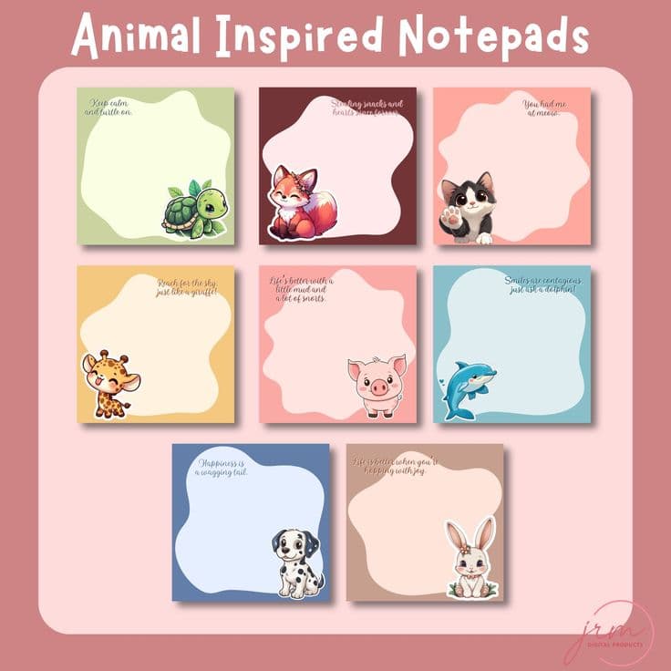 Animal Inspired Notepads, Animal Memo Pads, Notepad Design Templates ...
