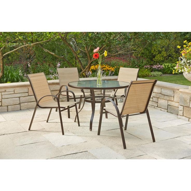 Hampton Bay Mix and Match Stackable Sling Outdoor Dining Chair in Cafe ...