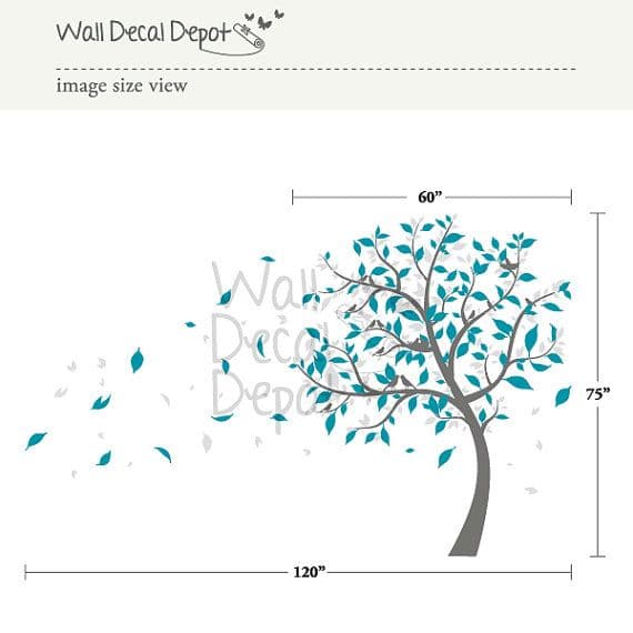 Blowing Tree Wall Decal Wall Sticker Vinyl Art by WallDecalDepot ...