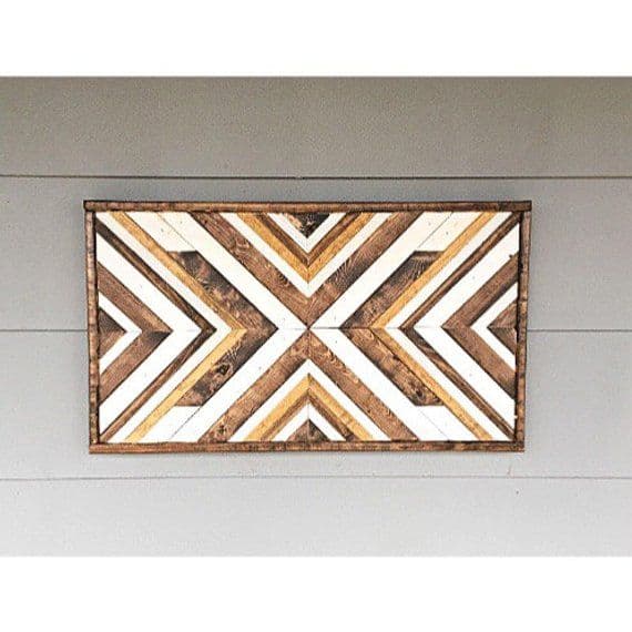 Geometric Wood Sign+Reclaimed Wood Sign+Wood Wall Art+Wooden Mosaic ...