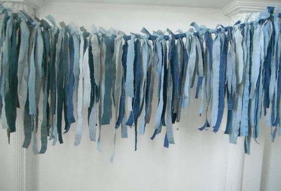 boho garland denim garland cottage chic bohemian wedding decor shabby ...