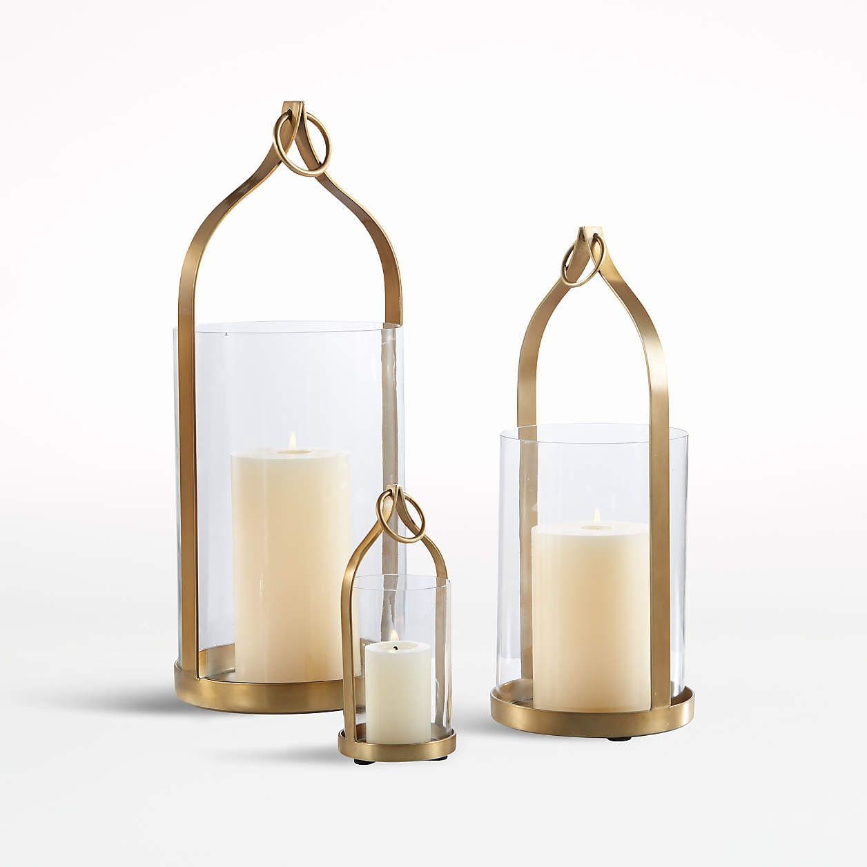 Priya Brass Lanterns | Crate & Barrel | Brass lantern, Brass candle ...