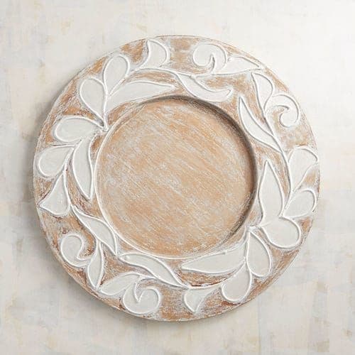 Whitewashed Painted Filigree Wooden Charger Plate | Pier 1 Imports ...