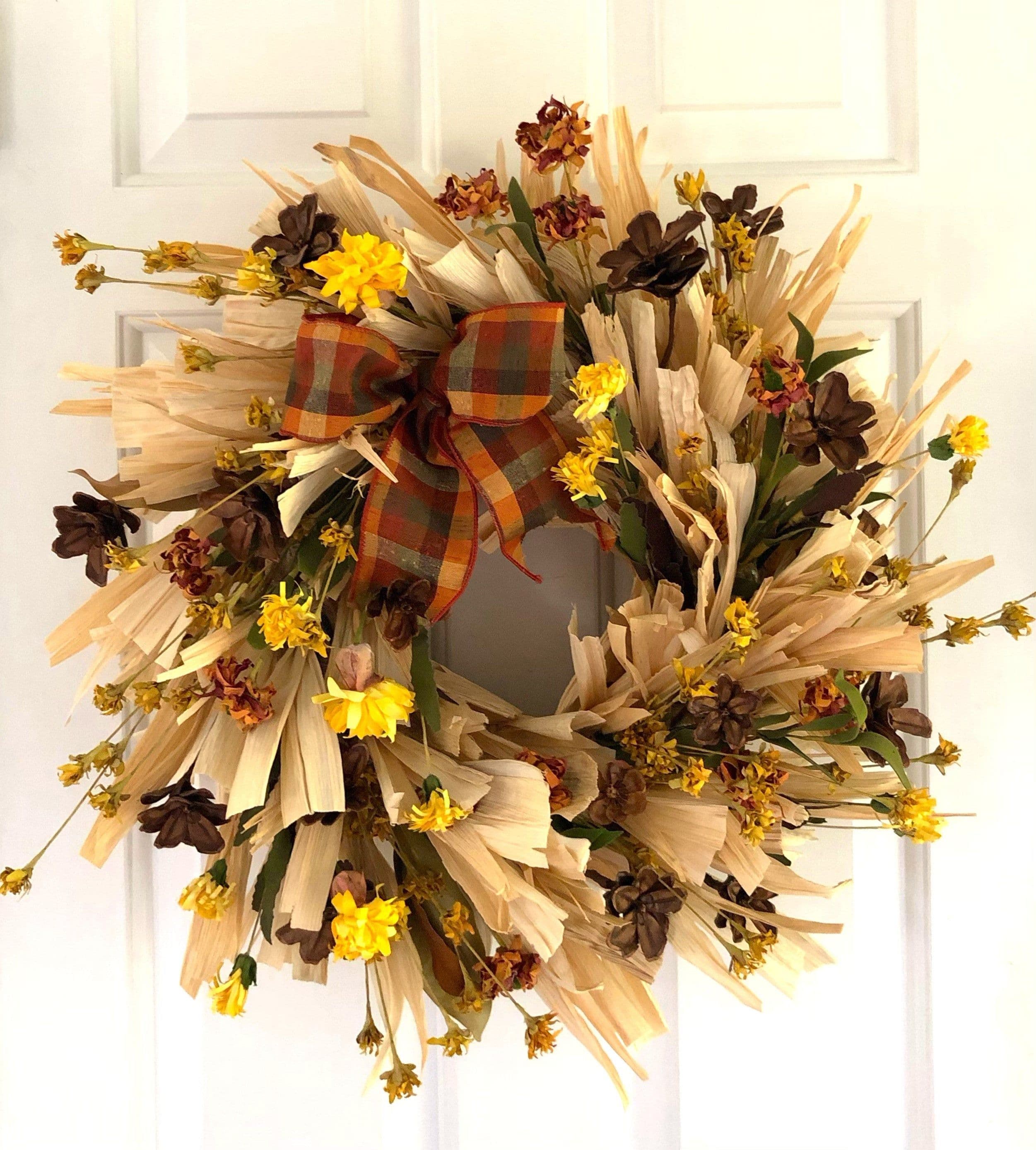 Natural Rustic Corn Husk Wreath Corn Shuck Wreath Fall | Etsy | Corn ...