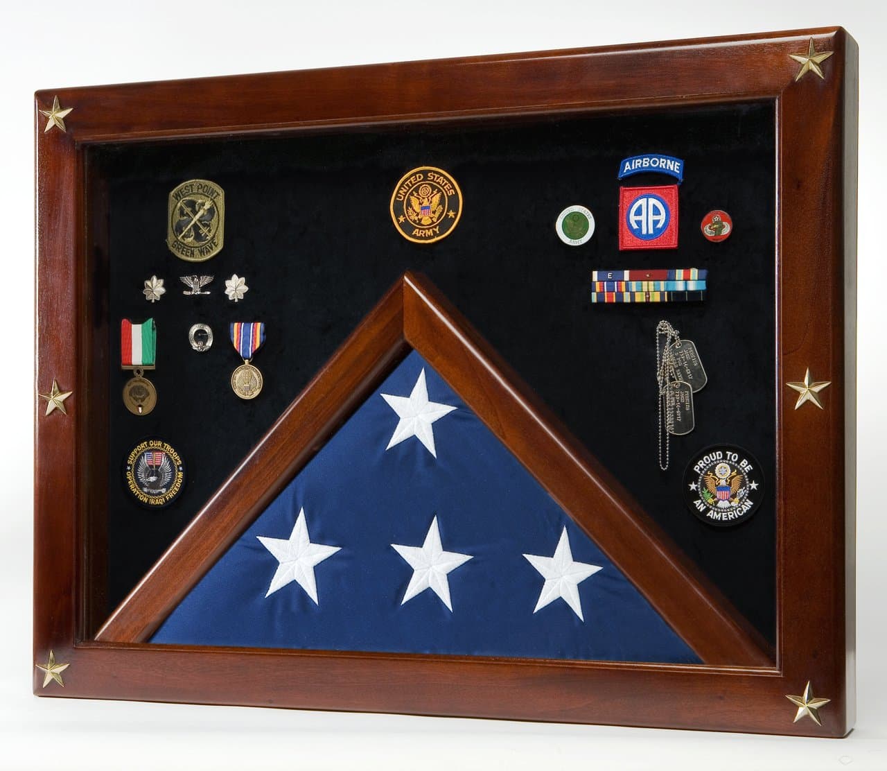 Military Medal Shadow Box with Display Case for Memorial Flag ...