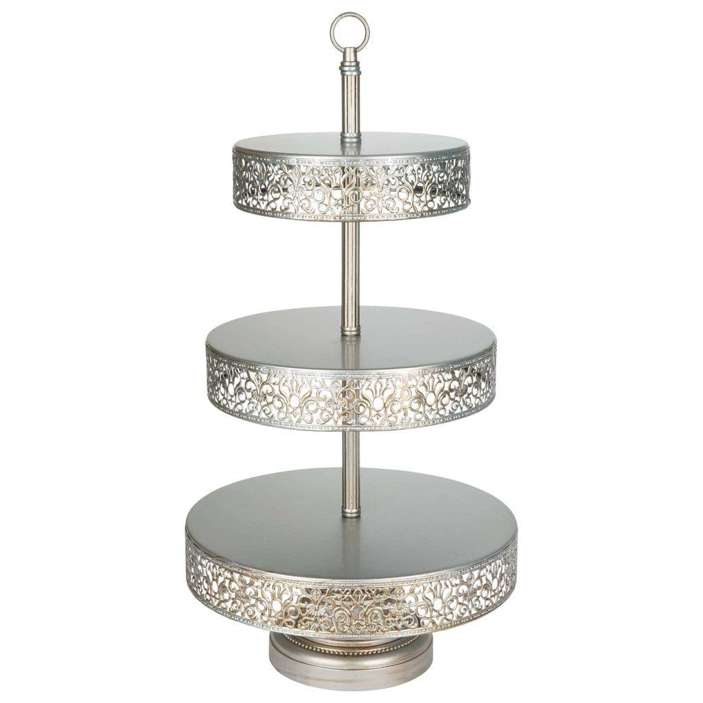 Victoria 3 Tier Antique Silver Metal Dessert Cupcake Stand by Amalfi ...