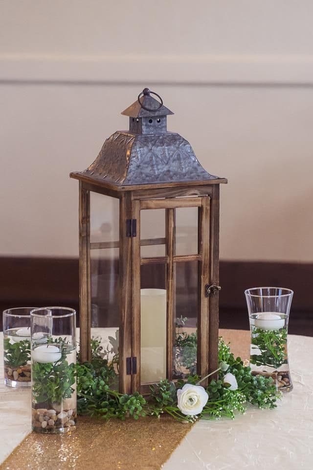 Elegant wood and glass lantern centerpieces. | Glass lantern ...