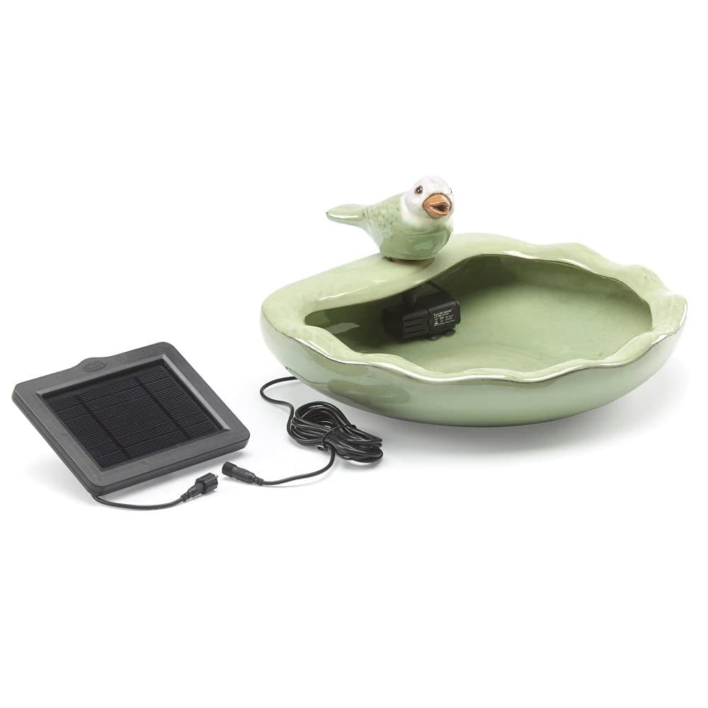 Smart Solar Ceramic Bird Solar-Powered Fountain with 10' Cable, Glossy ...