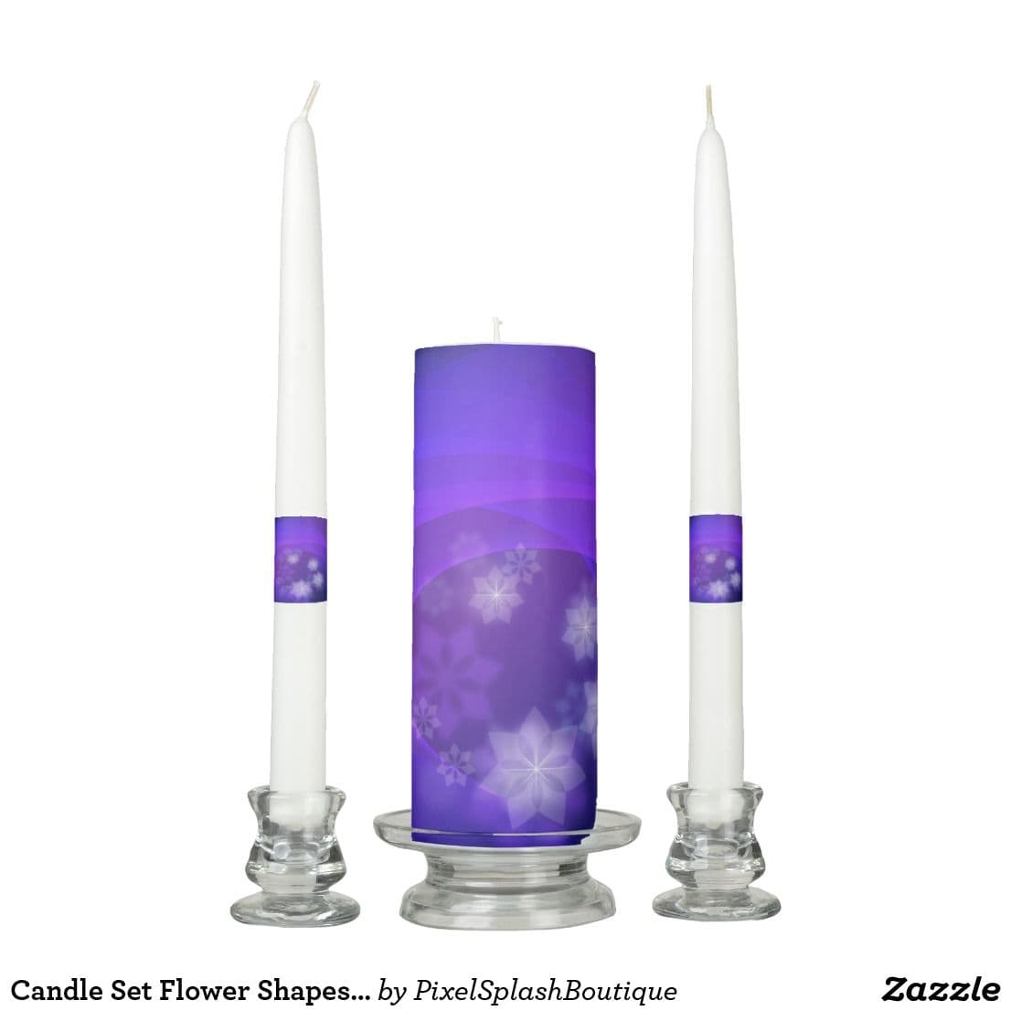 Abstract Flowers On Folded Indigo Background Unity Candle Set | Zazzle ...
