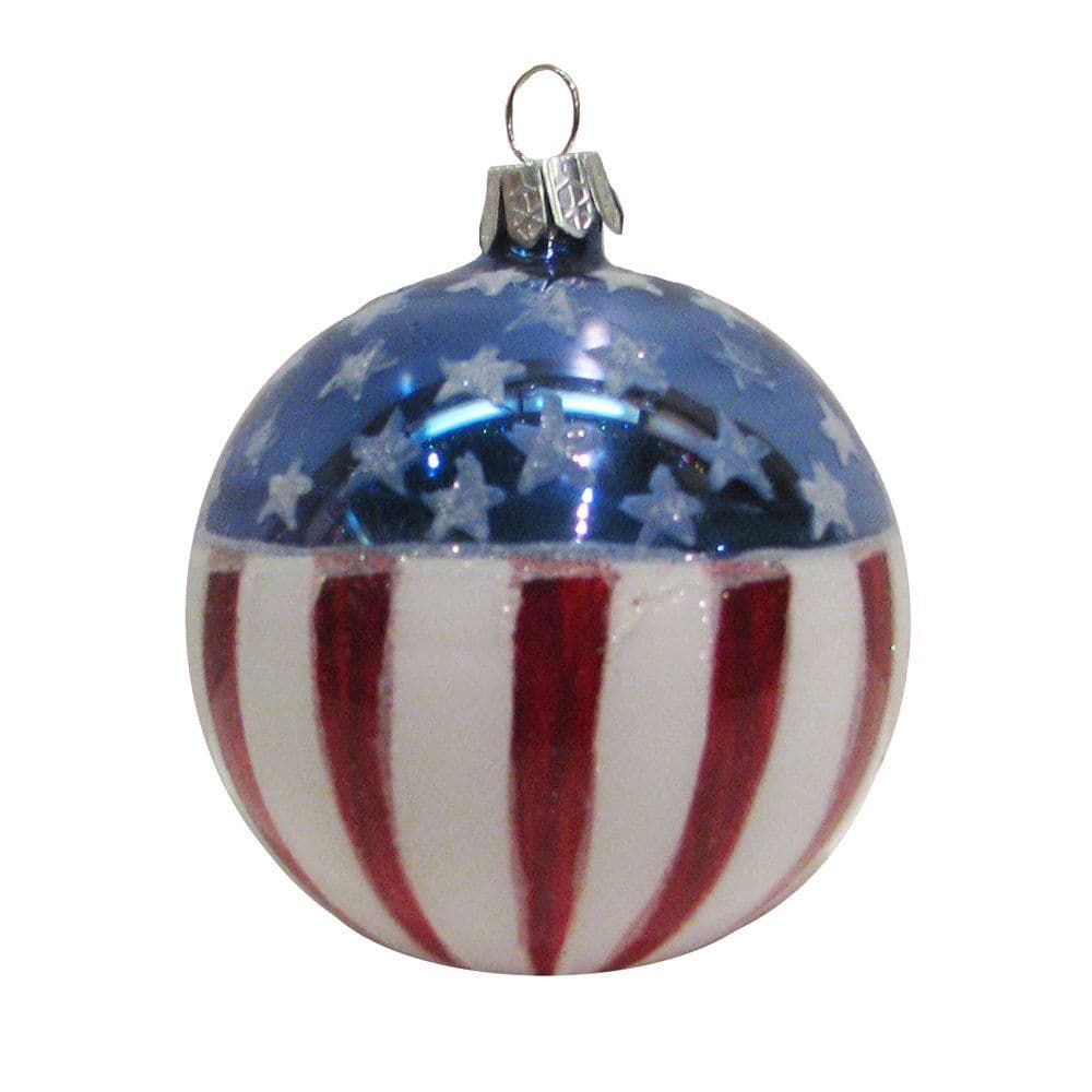 Kurt Adler USA Flag Glass Ball Ornament, 80mm, Set of 3 | Glass ball ...
