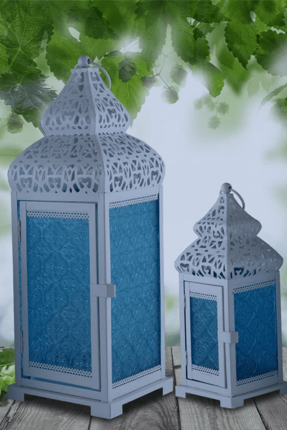 ANRUST White Metal Lanterns Set of 2 Decorative Metal Candle Lantern ...