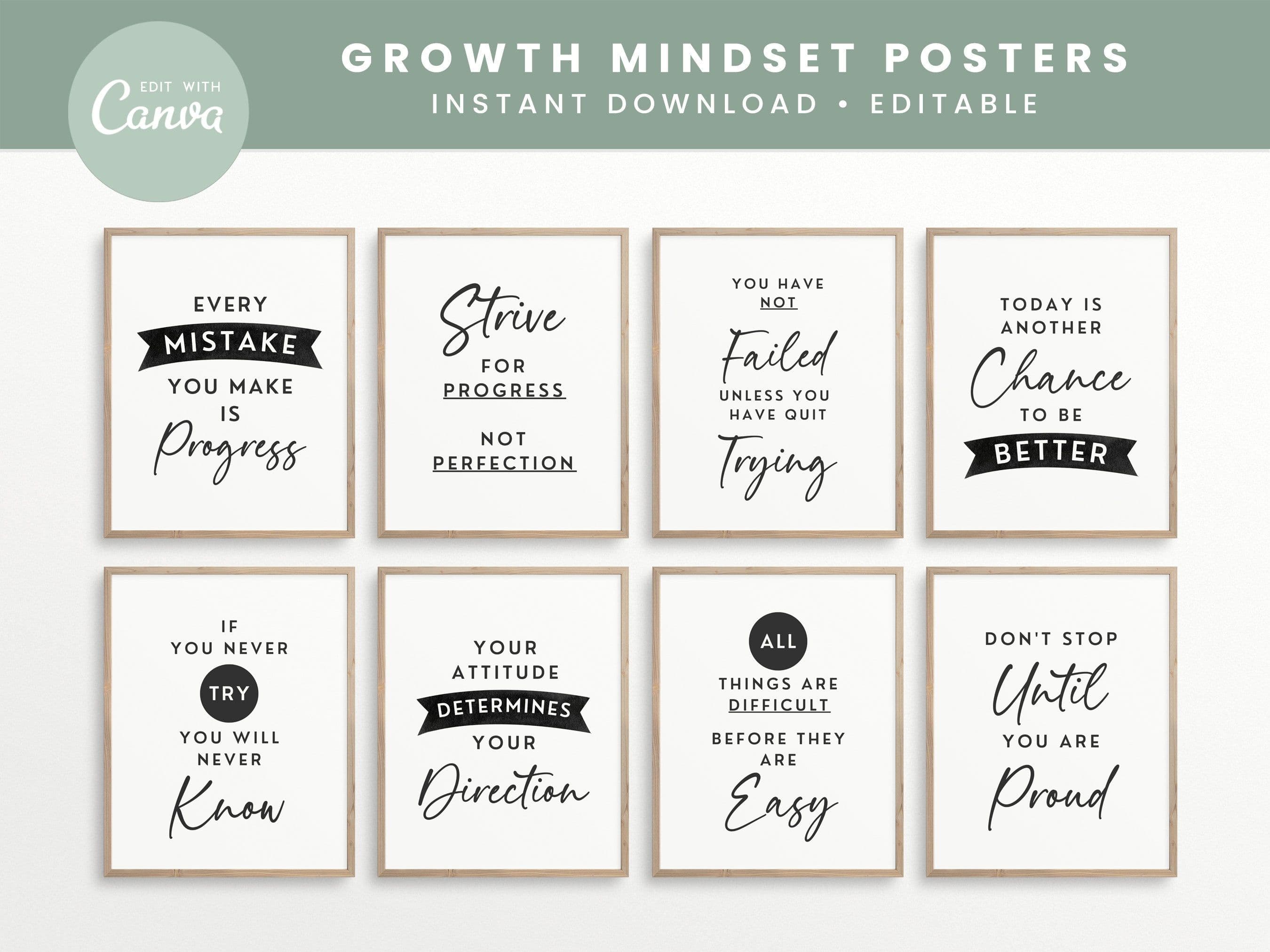 Growth Mindset Editable Classroom Printable Posters, Classroom Quotes ...