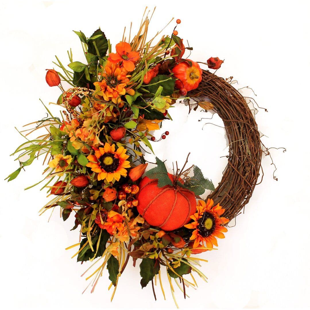 The Holiday Aisle® Couronne de tournesol d'automne 22 po in 2024 | Fall ...