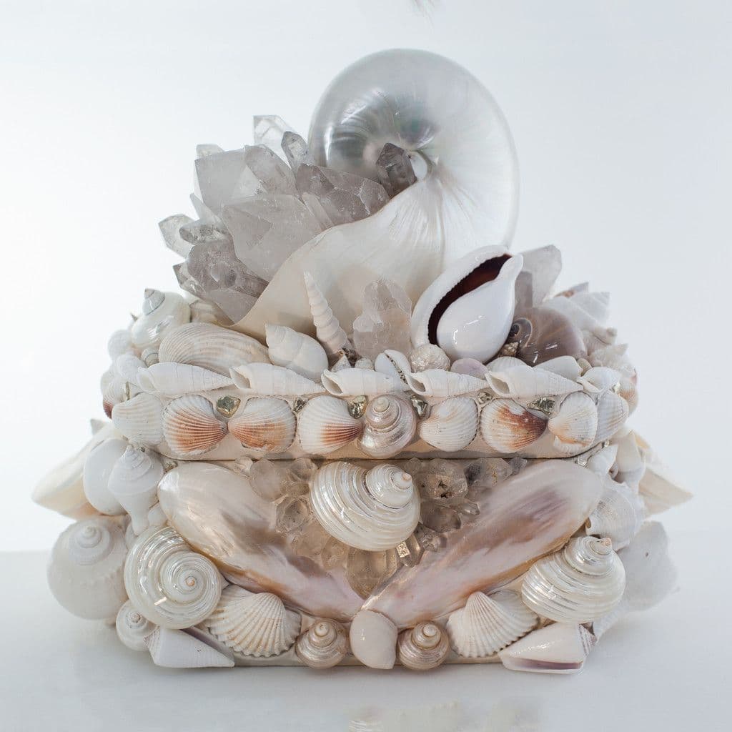 Seashell and Crystal Treasure Box | Shell crafts, Seashell art ...