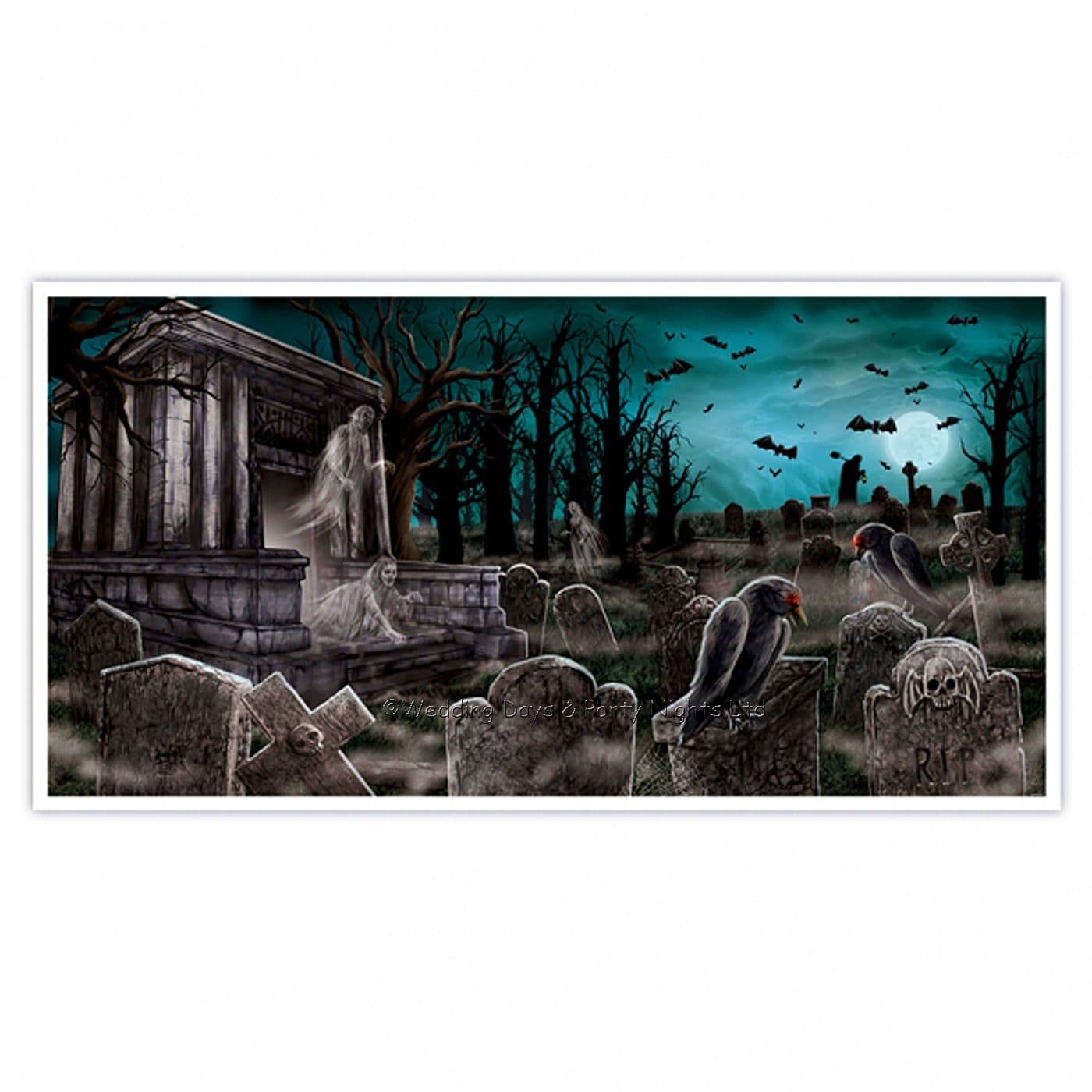5ft haunted #graveyard #ghost wall banner halloween scene setter #party ...