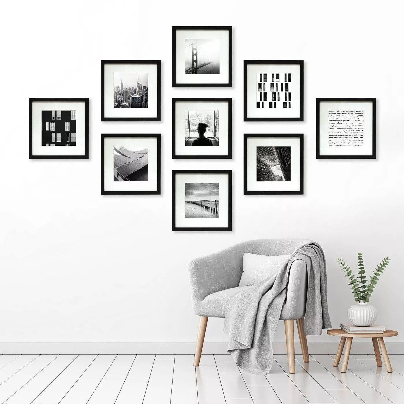 Photo Frame Set for Wall Gallery Wall Wooden Picture Frames Set of 9 to ...