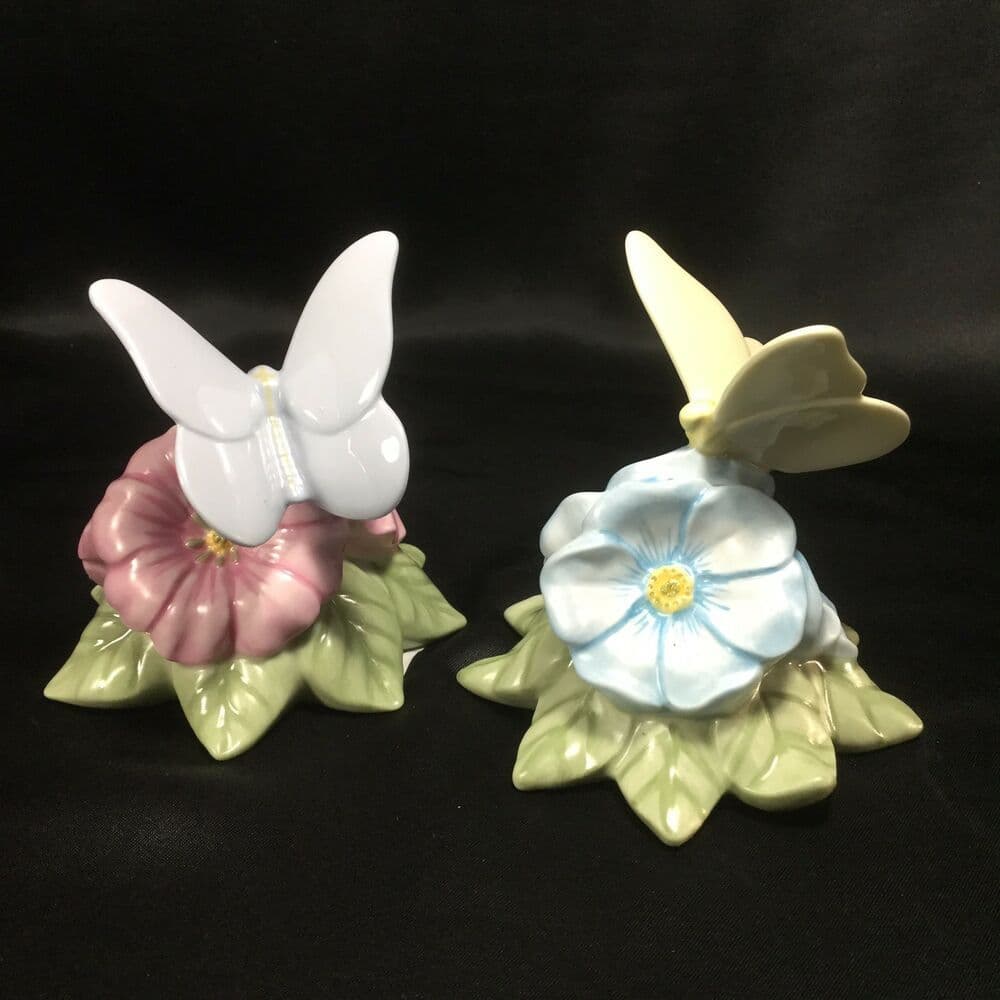 Lenox Butterfly Meadow Salt And Pepper Set Pink Blue Flower Floral ...