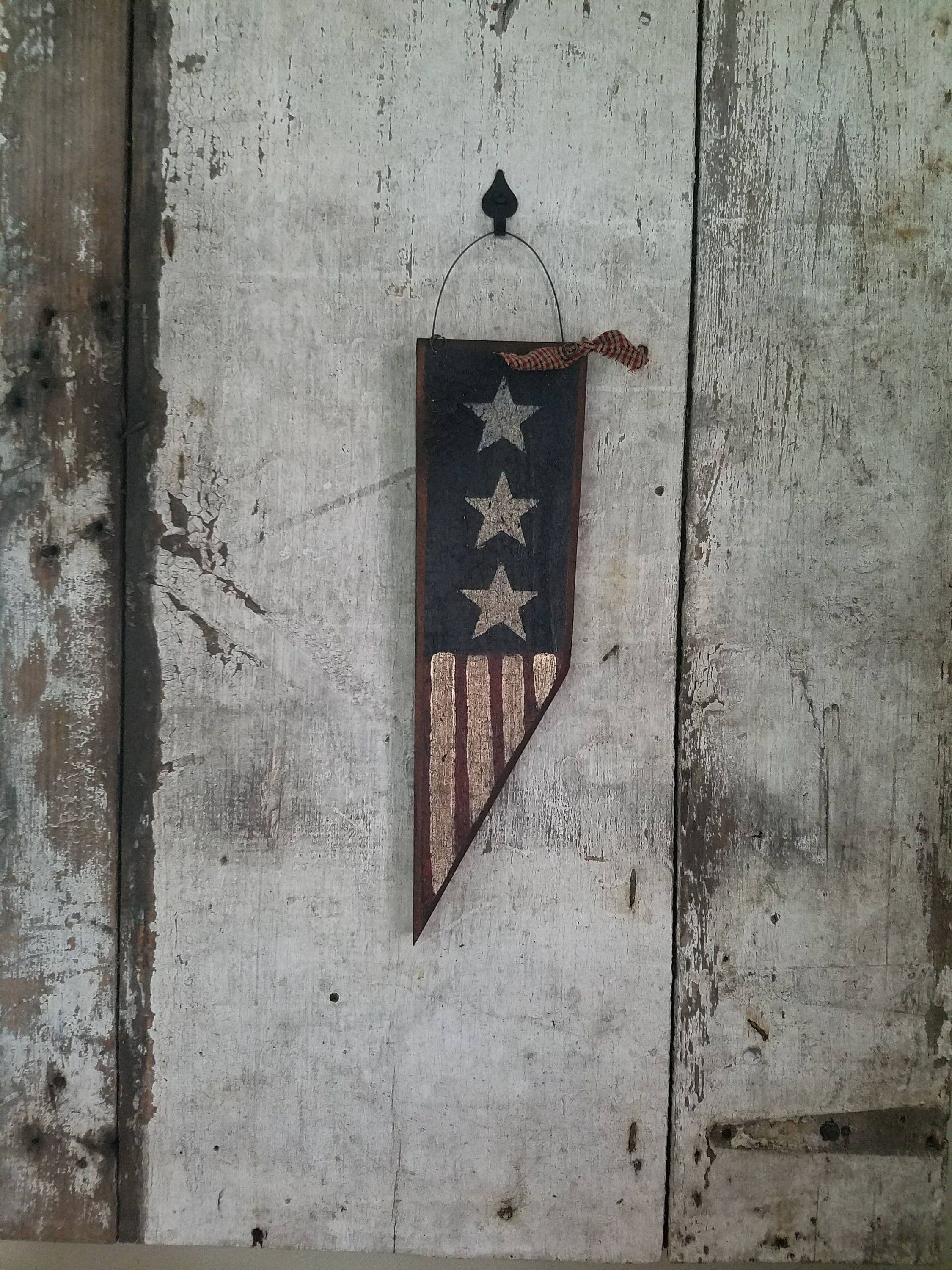 Barn Board Flag Primitive Americana Wood Pennant Patriotic | Etsy ...